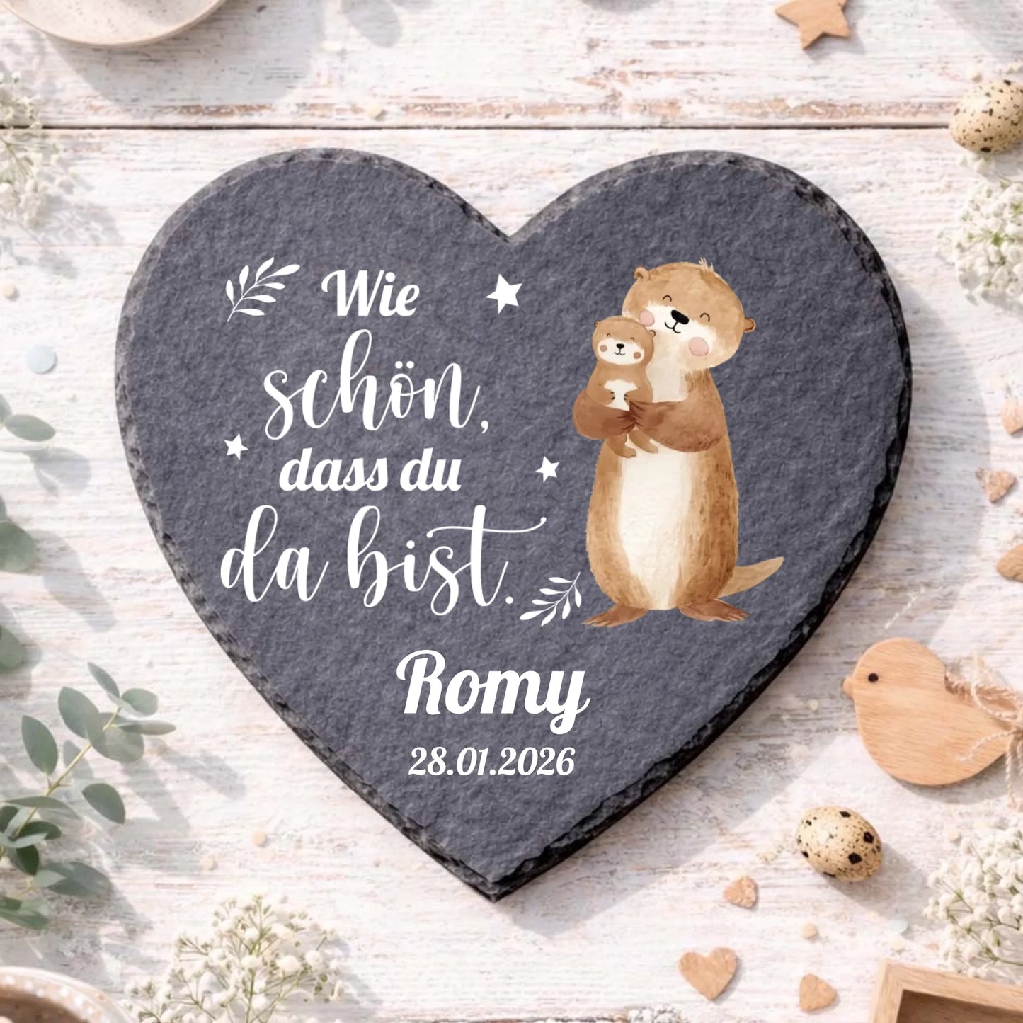 Schieferherz zur Geburt