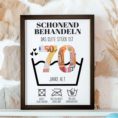 Geldgeschenk 70. Geburtstag im Holzrahmen Herzensprojekt Manufaktur