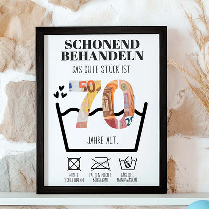 Geldgeschenk 70. Geburtstag im Holzrahmen Herzensprojekt Manufaktur