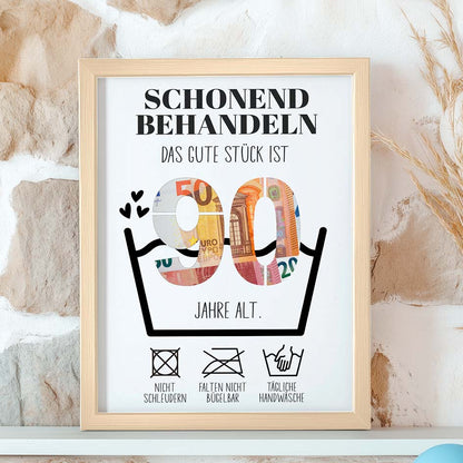 Geldgeschenk 90. Geburtstag im Holzrahmen Herzensprojekt Manufaktur