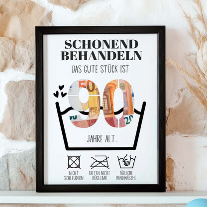 Geldgeschenk 90. Geburtstag im Holzrahmen Herzensprojekt Manufaktur
