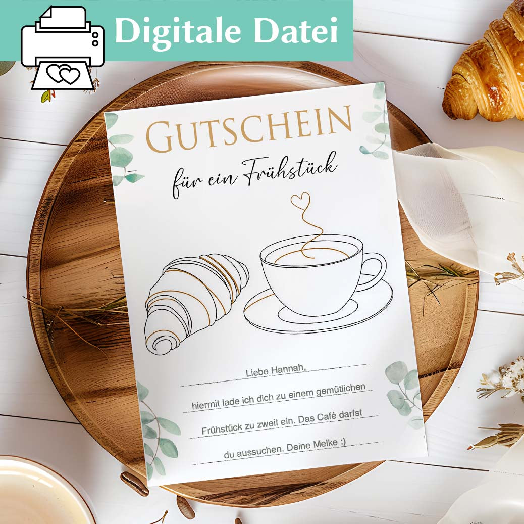 Frühstück Gutscheinvorlage Herzensprojekt Manufaktur