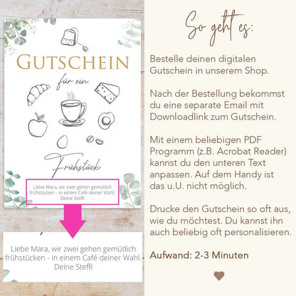 Gutschein gemeinsames Frühstück Herzensprojekt Manufaktur