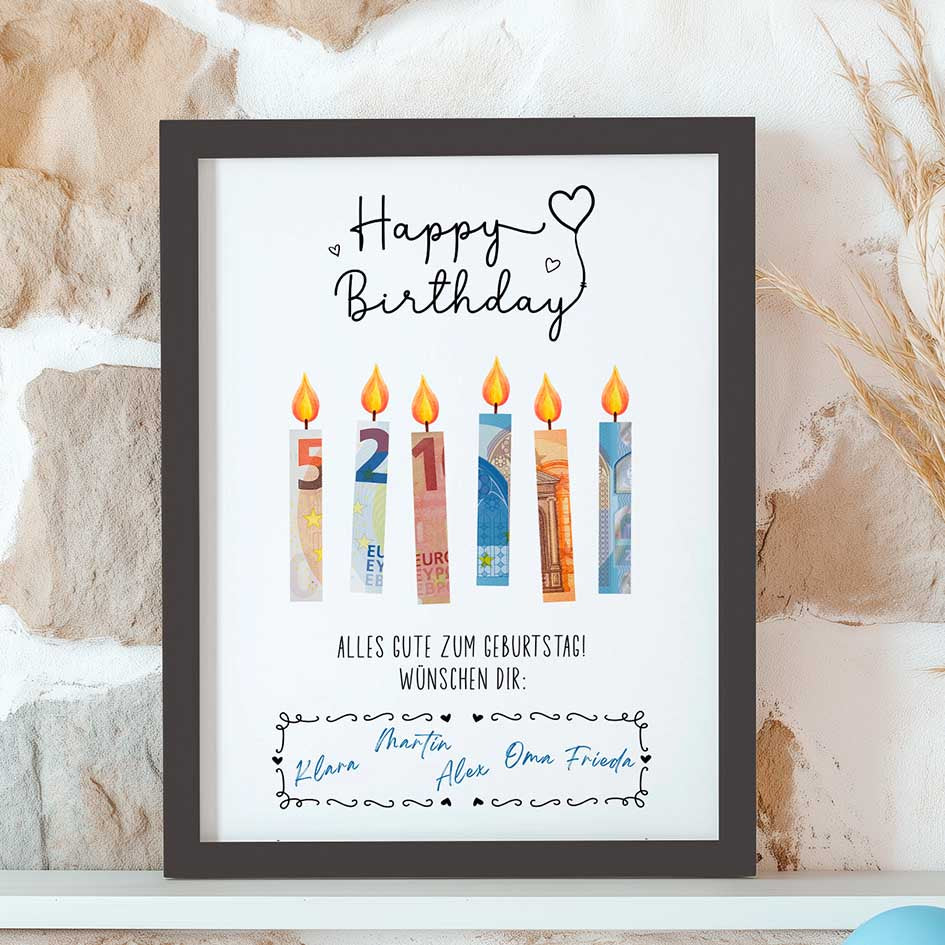 Geldgeschenk zum Geburtstag im Rahmen merchOne