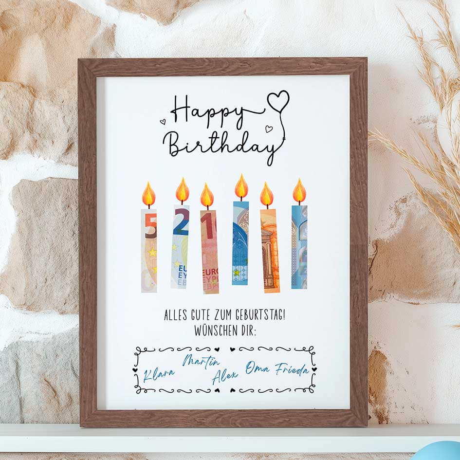 Geldgeschenk zum Geburtstag im Rahmen merchOne