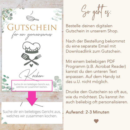 Gutschein Gemeinsames Kochen Herzensprojekt Manufaktur