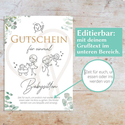 Babysitten Gutschein Herzensprojekt Manufaktur