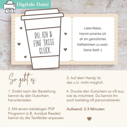 Gutschein Vorlage Kaffeetrinken Herzensprojekt Manufaktur