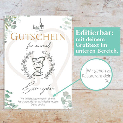 Gutscheinvorlage Essen gehen Herzensprojekt Manufaktur