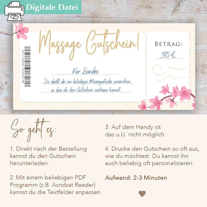 Massage Gutschein Herzensprojekt Manufaktur