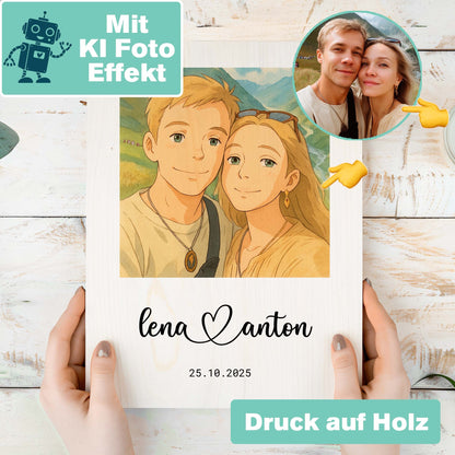KI Kunstwerk auf Holz Herzensprojekt Manufaktur