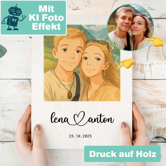 KI Kunstwerk auf Holz Herzensprojekt Manufaktur