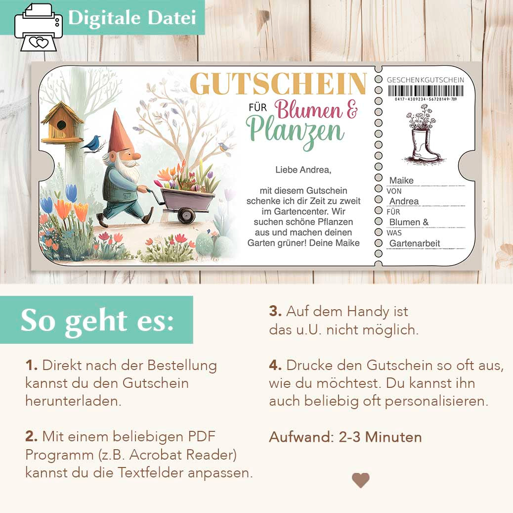 Blumengutschein zum ausdrucken Herzensprojekt Manufaktur