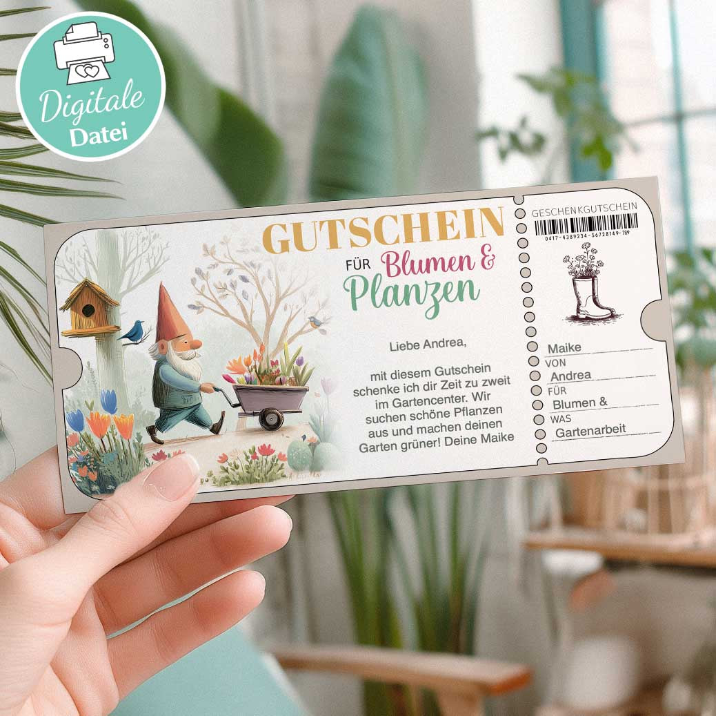 Blumengutschein zum ausdrucken Herzensprojekt Manufaktur