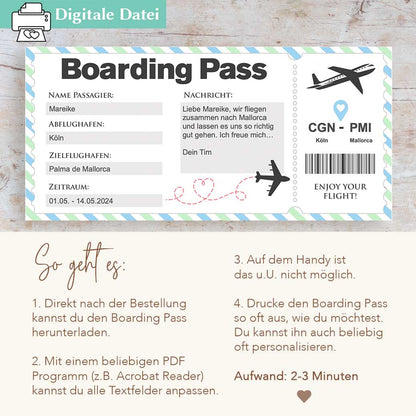 Boarding Pass Vorlage Herzensprojekt Manufaktur