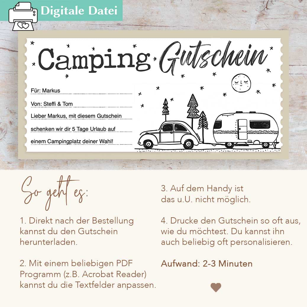 Camping Gutschein Herzensprojekt Manufaktur