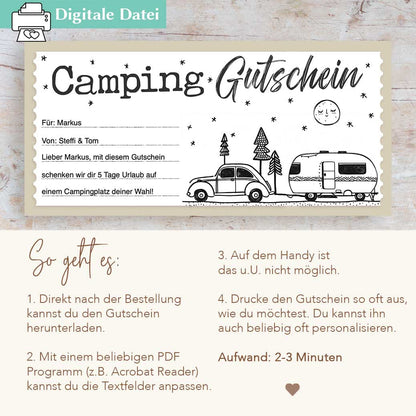 Camping Gutschein Herzensprojekt Manufaktur