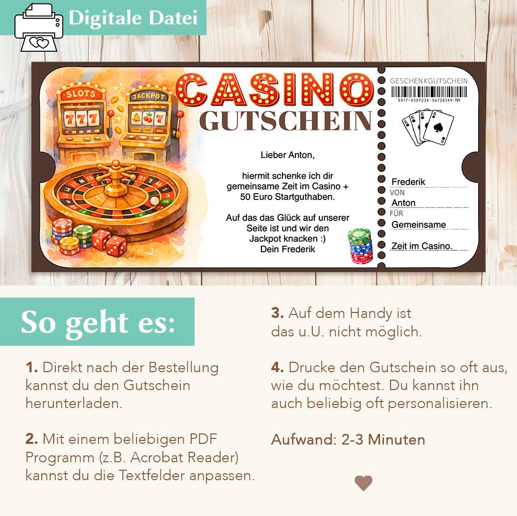 Casino Gutschein Herzensprojekt Manufaktur