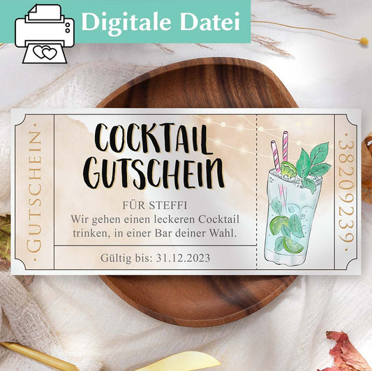 Cocktail Gutscheinvorlage Herzensprojekt Manufaktur