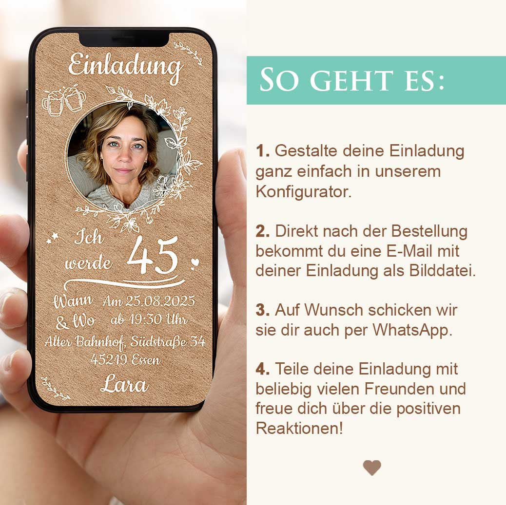Digitale Einladung zum Geburtstag Herzensprojekt Manufaktur