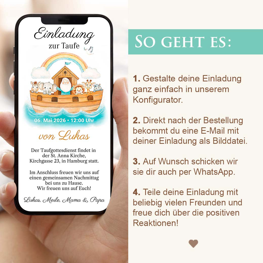 Einladung Taufe "Arche" Herzensprojekt Manufaktur