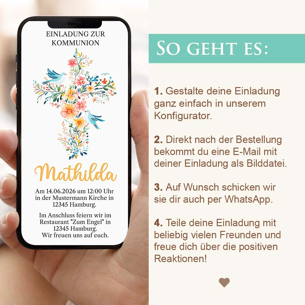 Einladung zur Kommunion WhatsApp Herzensprojekt Manufaktur