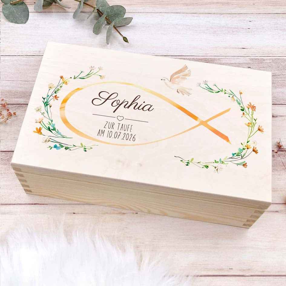 Erinnerungsbox Taufe Regenbogen