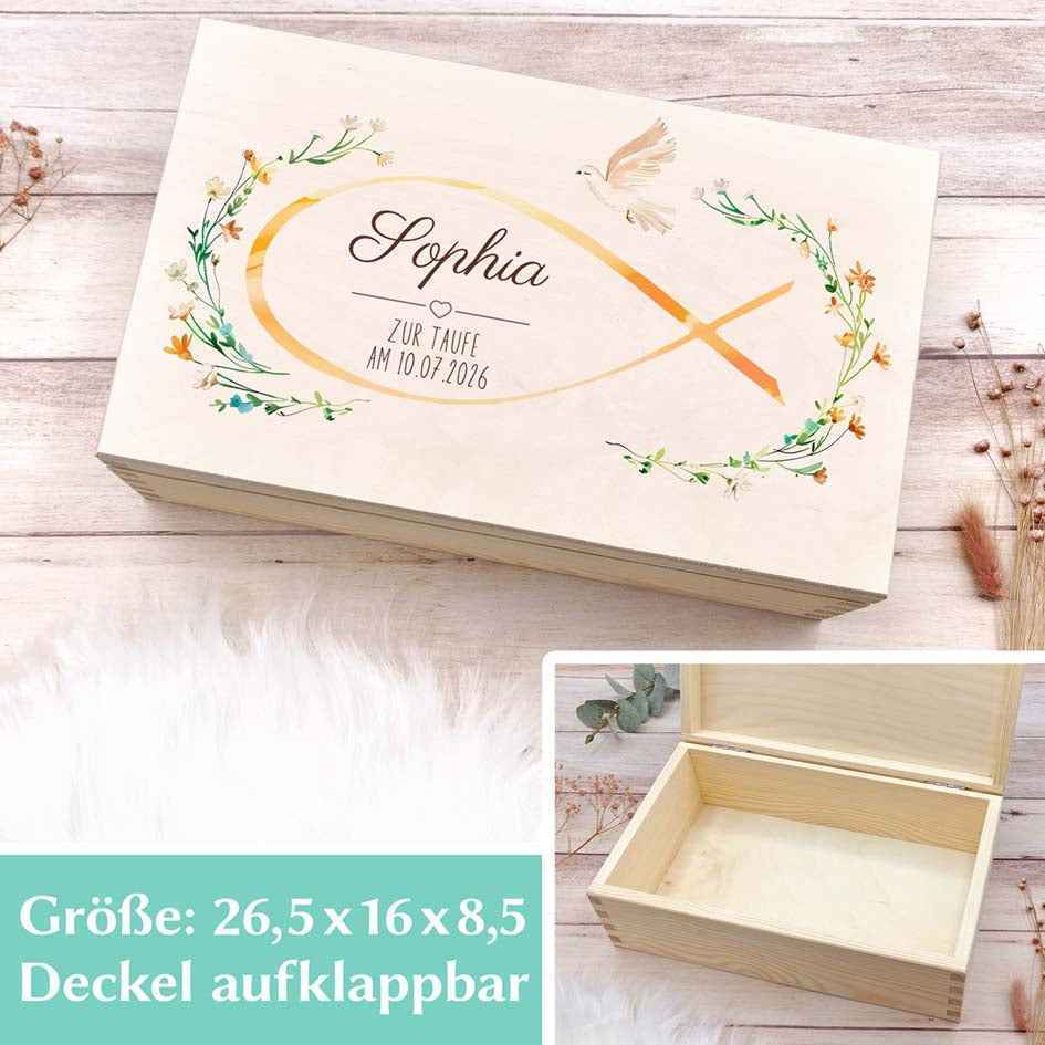Erinnerungsbox Taufe Regenbogen