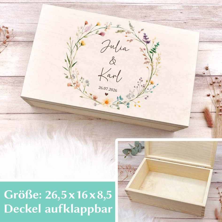 Erinnerungskiste Hochzeit "Blumenkranz"