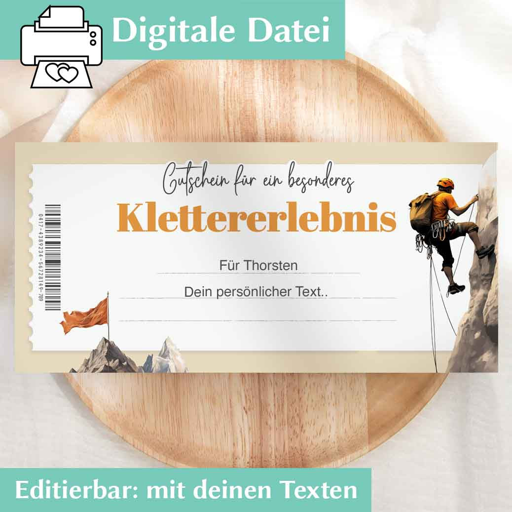 Klettergutschein Vorlage Herzensprojekt Manufaktur