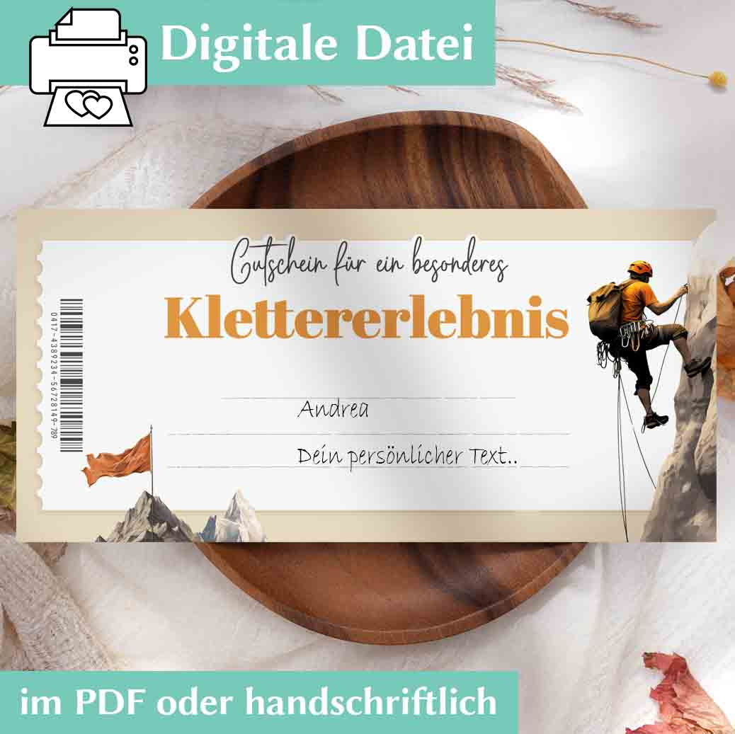 Klettergutschein Vorlage Herzensprojekt Manufaktur
