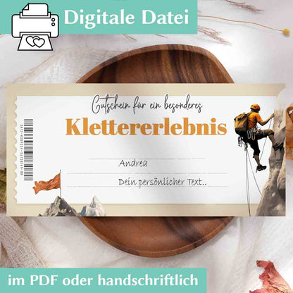 Klettergutschein Vorlage Herzensprojekt Manufaktur