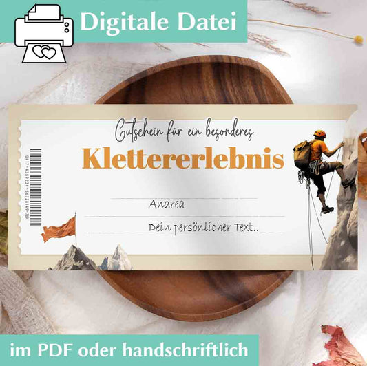 Klettergutschein Vorlage Herzensprojekt Manufaktur