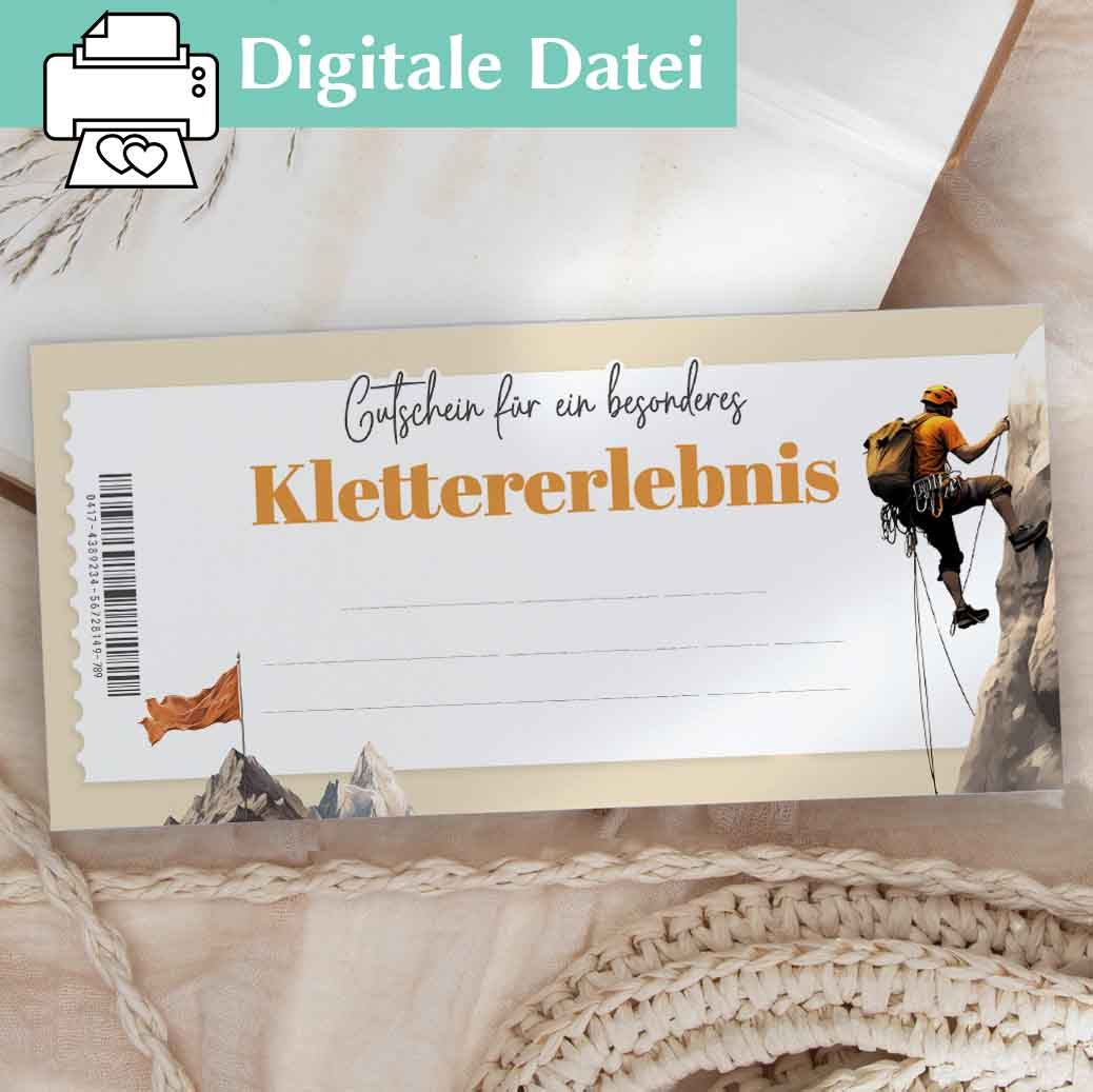 Klettergutschein Vorlage Herzensprojekt Manufaktur
