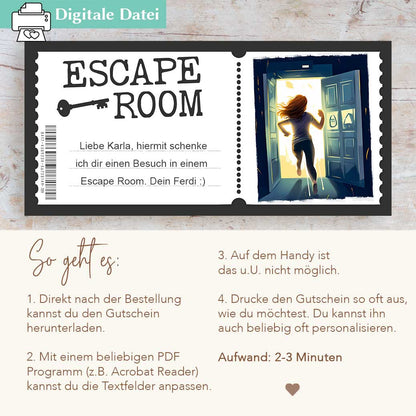 Escape Room Gutscheinvorlage Herzensprojekt Manufaktur