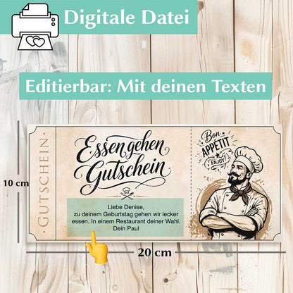 Essen gehen Gutschein Vorlage Herzensprojekt Manufaktur
