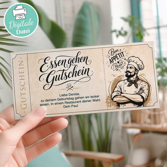 Essen gehen Gutschein Vorlage Herzensprojekt Manufaktur