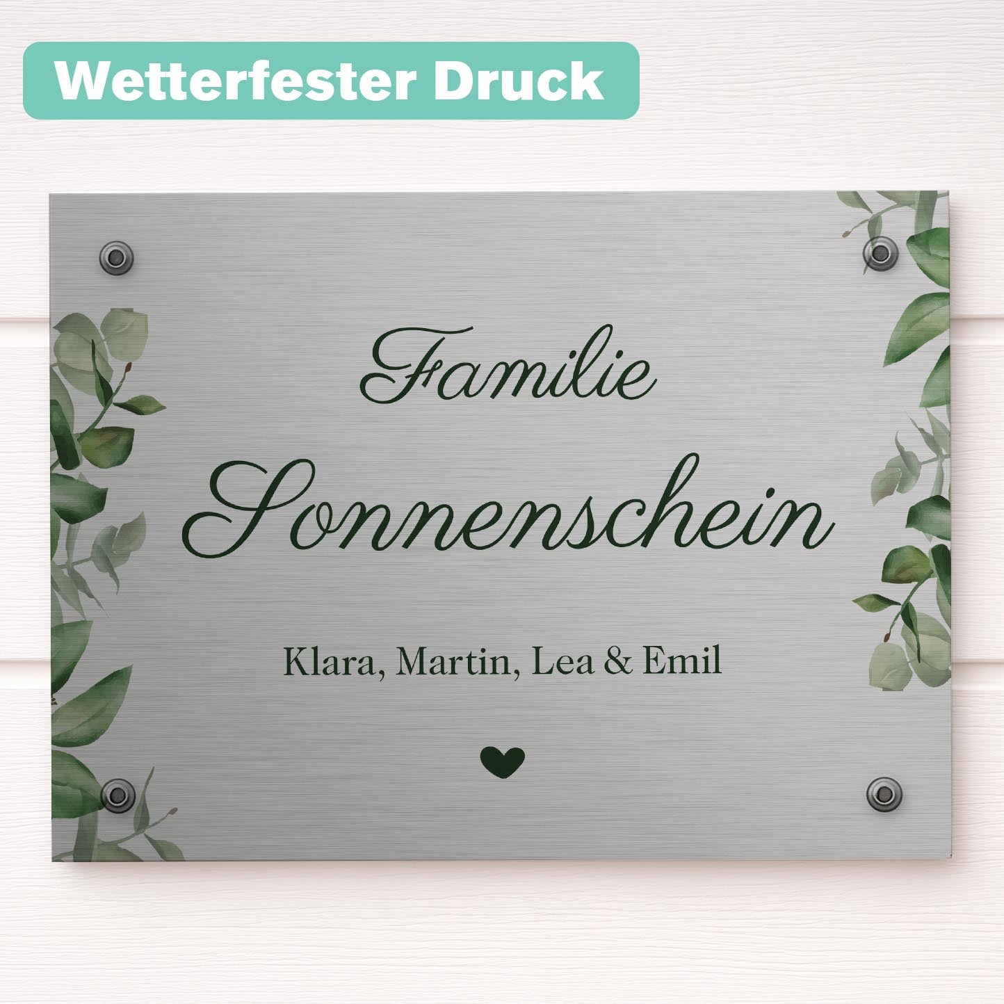 Familienschild Aluminium Herzensprojekt Manufaktur