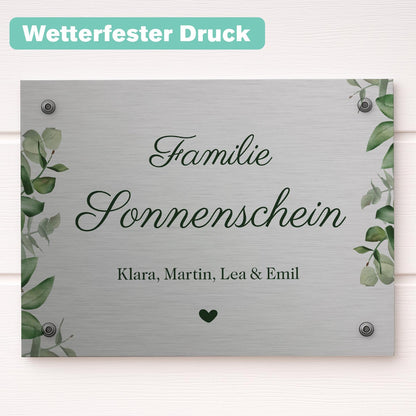 Familienschild Aluminium Herzensprojekt Manufaktur