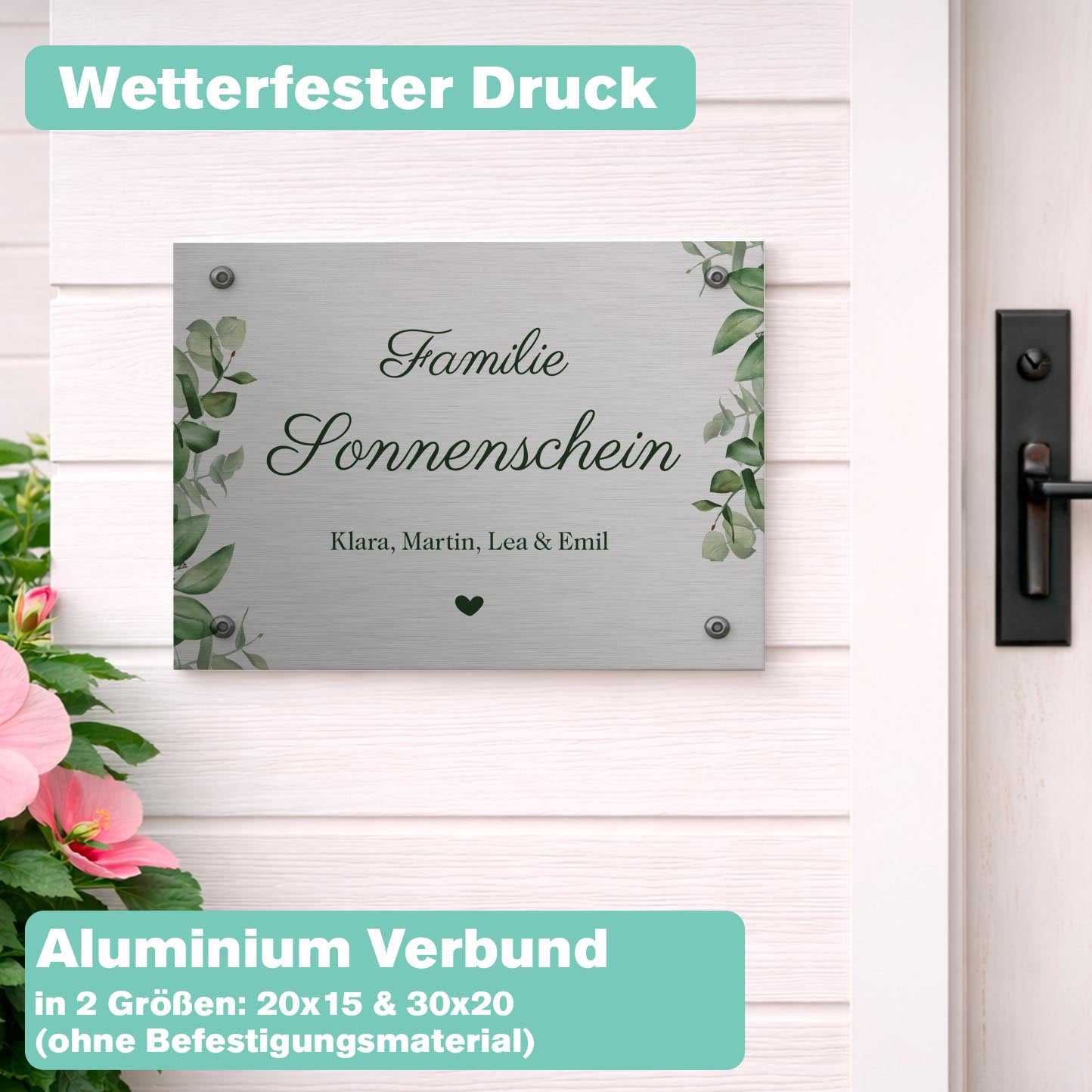 Familienschild Aluminium Herzensprojekt Manufaktur
