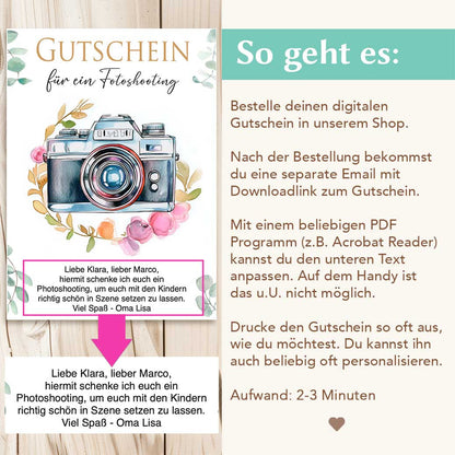 Fotoshooting Gutschein Herzensprojekt Manufaktur