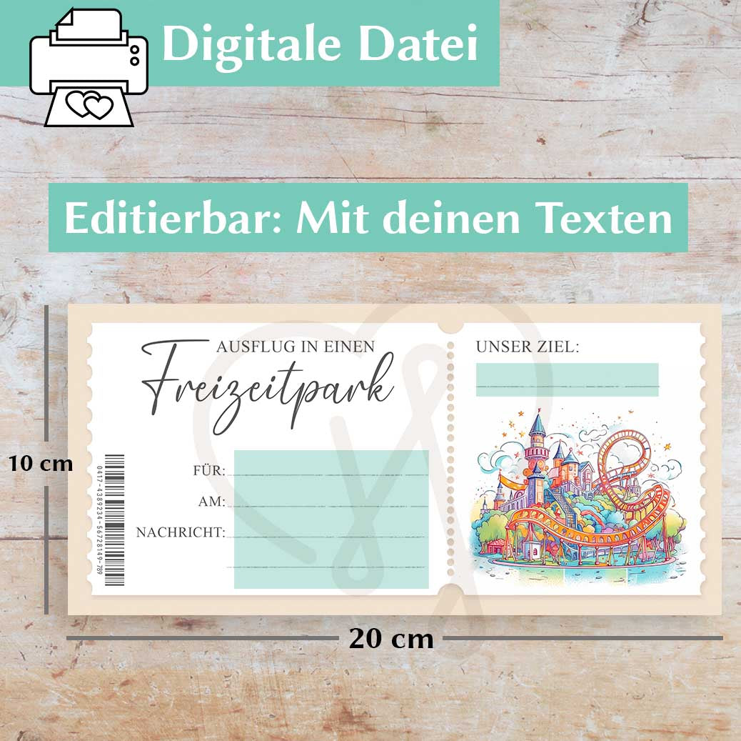Freizeitpark Gutscheinvorlage Herzensprojekt Manufaktur