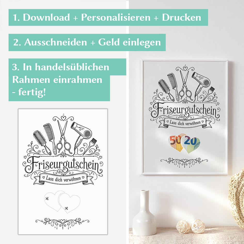 Friseurgutschein Geldgeschenk Herzensprojekt Manufaktur