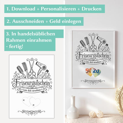 Friseurgutschein Geldgeschenk Herzensprojekt Manufaktur