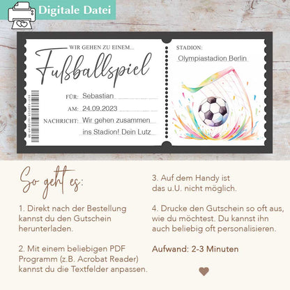 Fußball Gutschein zum Ausdrucken Herzensprojekt Manufaktur