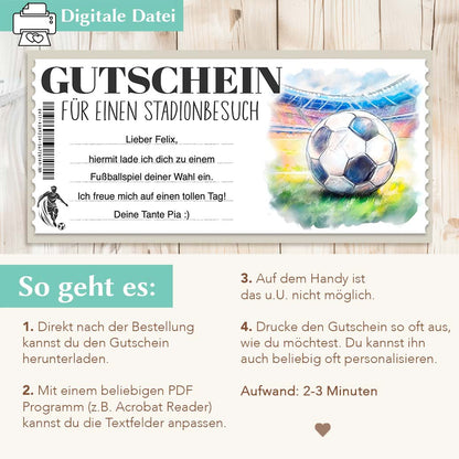 Fußballspiel Gutschein Herzensprojekt Manufaktur