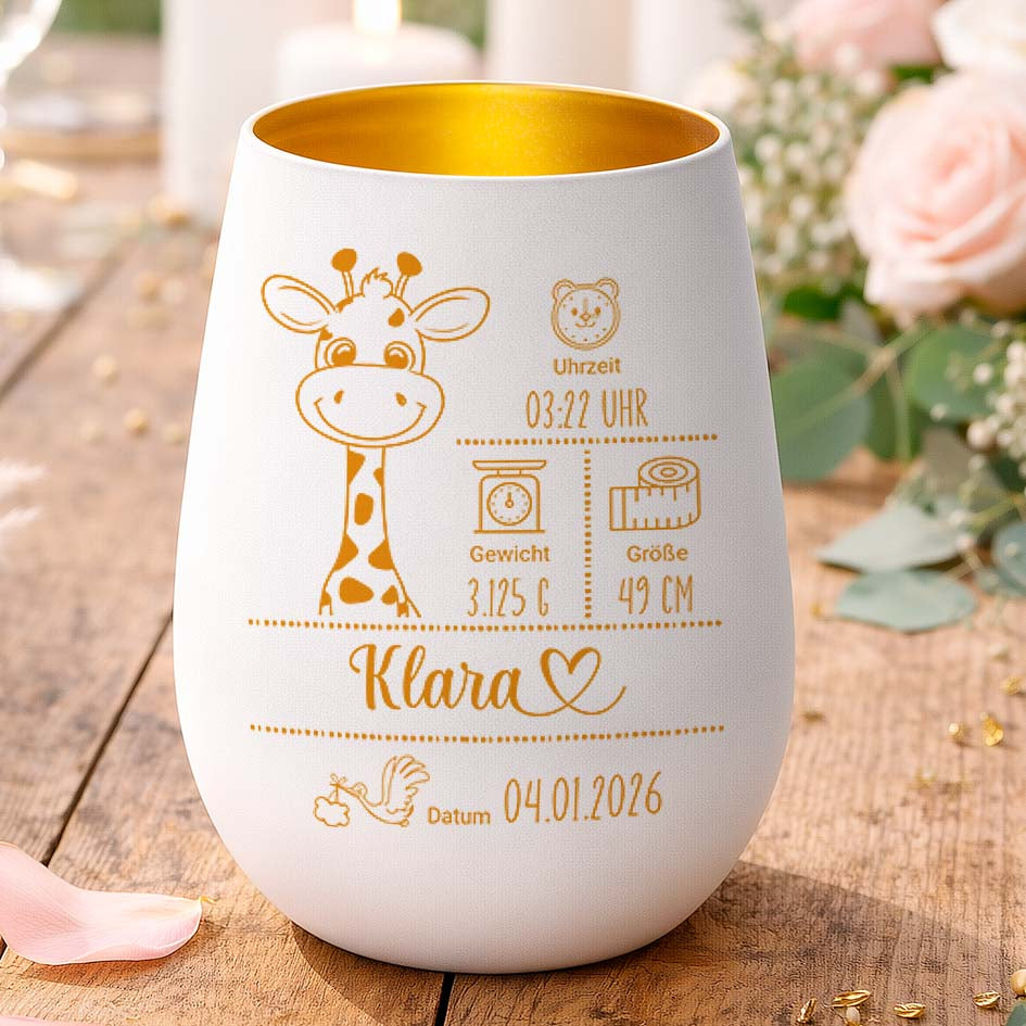 Geburtskerze Giraffe TeeInBlue