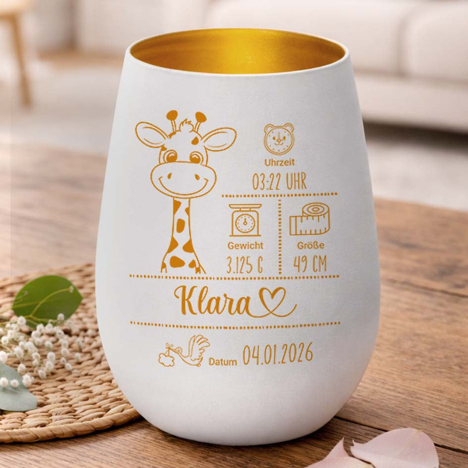 Geburtskerze Giraffe TeeInBlue