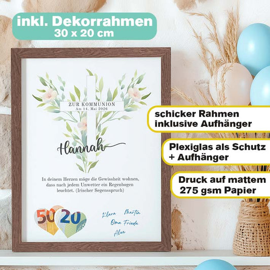 Geldgeschenk zur Kommunion im Rahmen