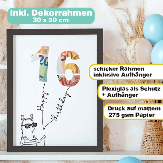 Geldgeschenk zum 16. Geburtstag im Rahmen merchOne